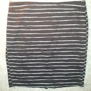 Ann Taylor Black with White Stripe Pencil Skirt